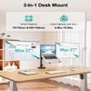 MOUNT PRO Monitor and Laptop Mount for 2 Max 27" Computer Screens, Laptop Tray Fits 10-17inch Notebook, 3-in-1 Adjustable Laptop and Monitor Desk Mount with VESA Bracket 75/100mm view 2