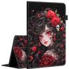 Case Fits Amazon Kindle Fire HD 8 & 8 Plus Tablet (12th Generation/10th Generation, 2022/2020 Release) 8, Multi-Angle Smart Stand Cover Auto Sleep/WakeRose Girl Skull view 1