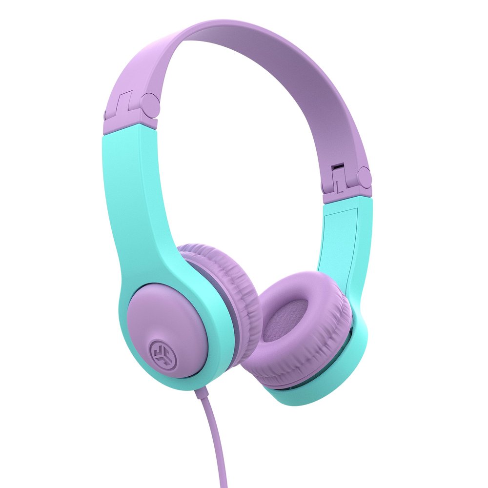 JLab JBuddies Folding Kids Wired Headphones Gen 2, Pink/Teal, Toddler Headphones, Noise Isolation, Kids Safe, Volume Limiting, for Children Ages 2+
