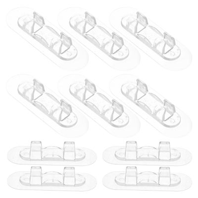 Cabilock 10pcs Self-Adhesive Cable Organizers for Desk Wire Management Reusable Wire Clips for Home Use Acrylic Material Easy Installation Left