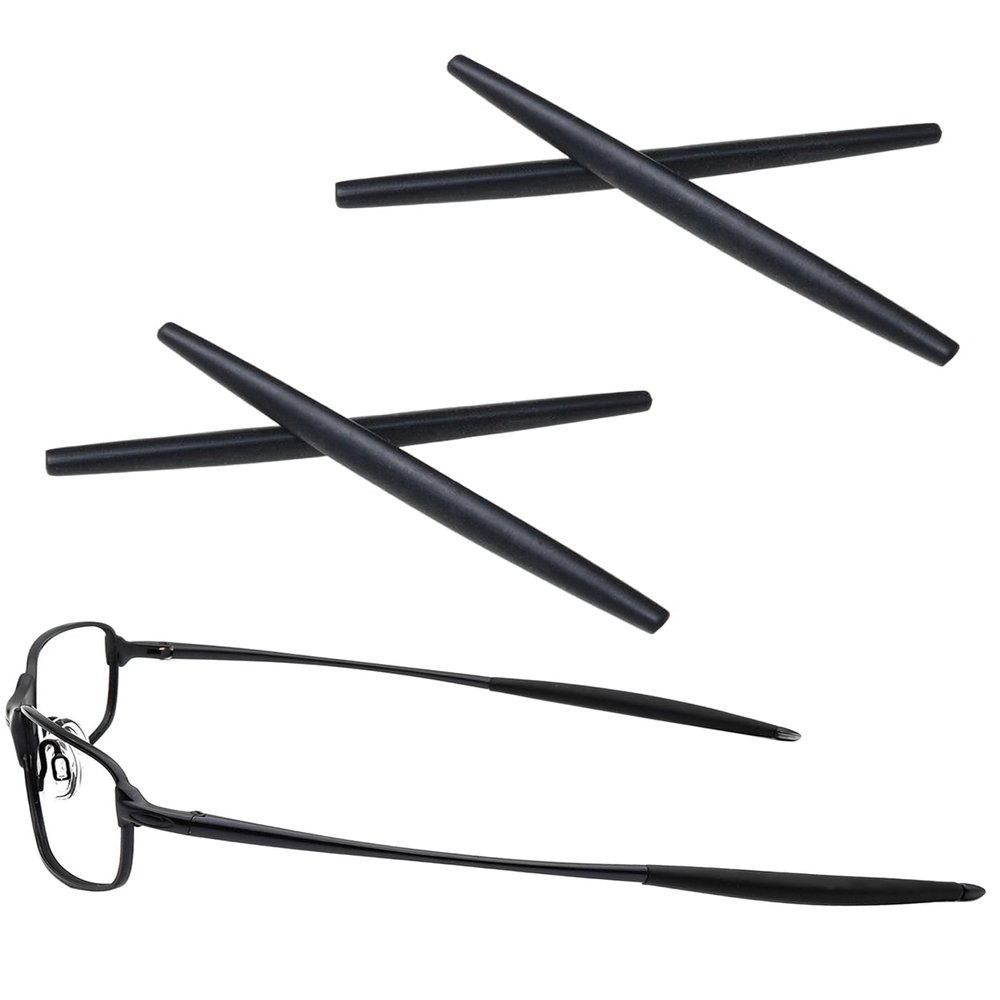 2 Pairs Replacement Earsocks Rubber Temple Sleeve for Oakley Square Whisker/Whisker/Big Square Wire/Square Wire 2.0/A Wire Sunglasses; OX3093 OX3107 OX5050 OX5072 Frame, Black Ear Sleeves