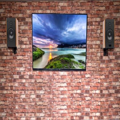 Rockville (2 HD5 5" Powered Bookshelf Speakers Bluetooth Monitor Speaker System Bundle with (2) RHSB8 Wall Mount Swivel Home Theater Bookshelf Speaker Brackets (4 Items)