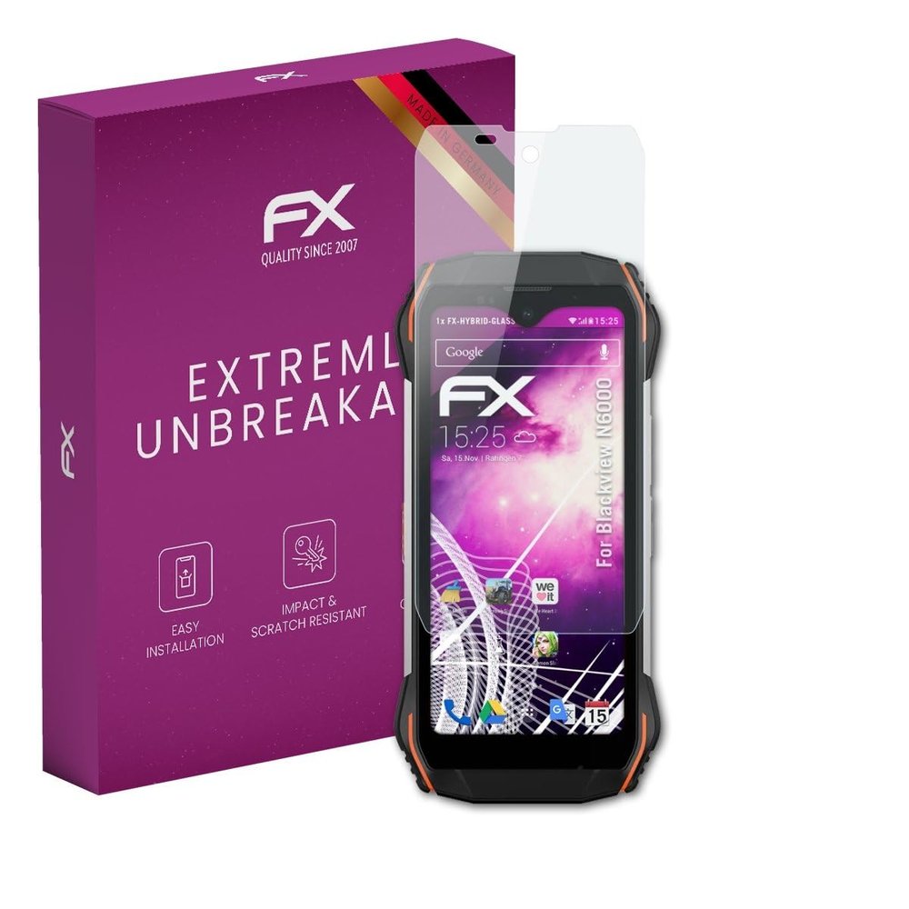 atFoliX Plastic Glass Protective Film compatible with Blackview N6000, 9H Hybrid-Glass FX Screen Protector