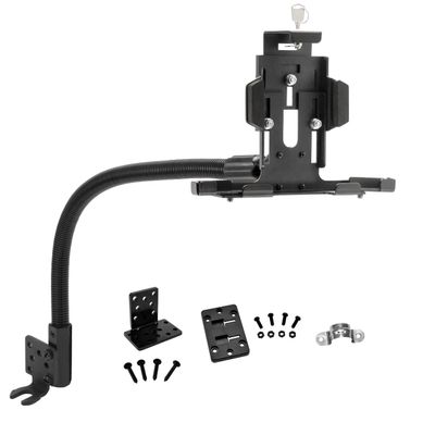 ARKON Mounts Metal Seat Rail or Floor Mount Locking Tablet Holder with Adjustable arm for car or Trucks, Works with iPad Air 5th Gen iPad 9th Gen, Easy Installation, Heavy-Duty Components TAB488L22AL