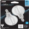 Feit Electric BPG1660950CAWFIL/2 Daylight Globe Shape Exposed White Filament LED Bulb, 2 Bulbs per Pack; 5.5W; 60W Equivalent; E12 Base; 5000K; 90 CRI; 500 Lumens; 15000 Life Hours view 1
