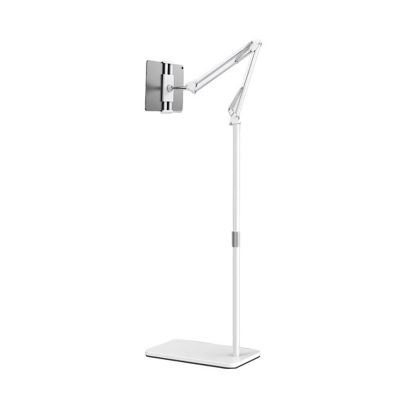 Phone Floor Tripod Stand, Overhead Mount Stand with Adjustable Height & Stable Base, Lazy Bracket with Aluminum Arm, Metal, Portable, for Phone Office Compatible with 3.5"-7" Dev(Size:001,Color:White)
