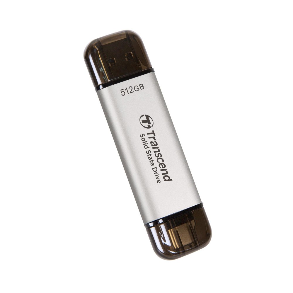 Transcend ESD310 512GB External SSD, Up to 1,050MB/s, Dual USB Flash Drive for iPhone/iPad/Mac/Windows, Android/Tablet/PC, USB 3.2 Gen 2 Thumb Drive Photo Stick, 2-in-1 Type C &Type A Memory Stick