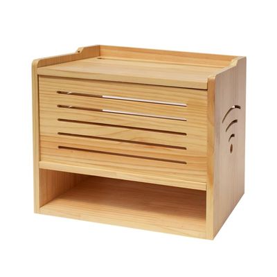 GRFIT Cable Organizer Box Wire Storage Box Solid Wood WiFi Router Power Cord Plug Row seat Desktop Finishing Box Cabinet sub-Collection Box Cable Management Box (Color : Brass)