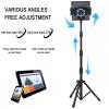 Buhelyc Cell Phone Stand, 360 Rotating Tripod Mount, Retractable Height Adjustable & Ipad Tripod, Portable, Hands-Free, Compatible with 4.7" 6.5" 9.5" 12.9" Device, for Selfies Video Recording view 4
