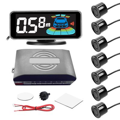 Shkalacar Car Reverse Parking Radar System Backup Rear Reversing Radars with 8 Parking Sensors Distance Detection + LCD Distance Display + Sound Warning Buzzer