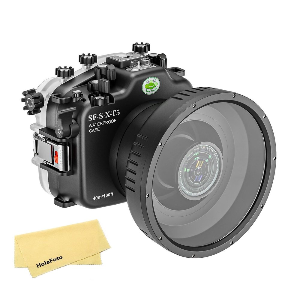 Seafrogs [40M/130FT] Underwater Housing for Fuji XT5 w/Short Flat Port, Waterproof Diving Camera Case for Fujifilm XT5 w/Short Lens 10-24mm f/4 R, 16-50mm F3.5-5.6,XF 56mm f/1.2 R