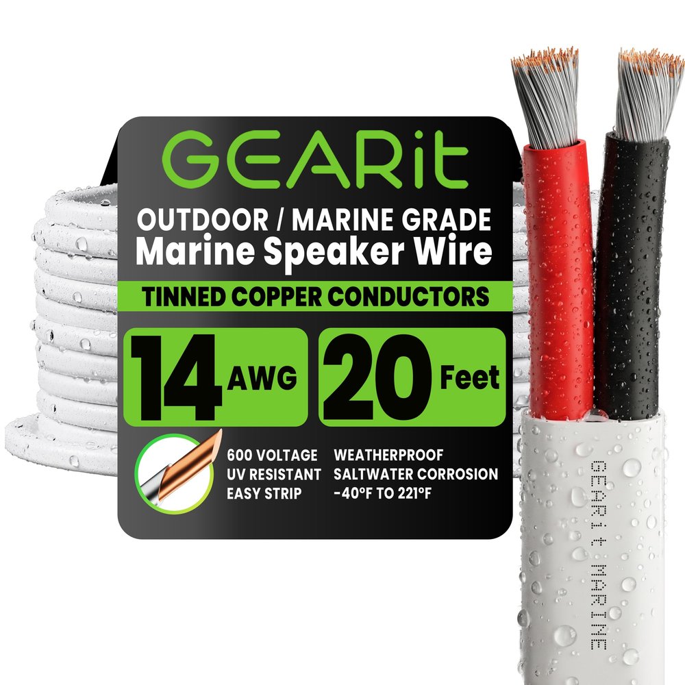 GEARit 14 Gauge Marine Wire, 14/2 AWG Tinned Copper Electrical Wire, 20ft