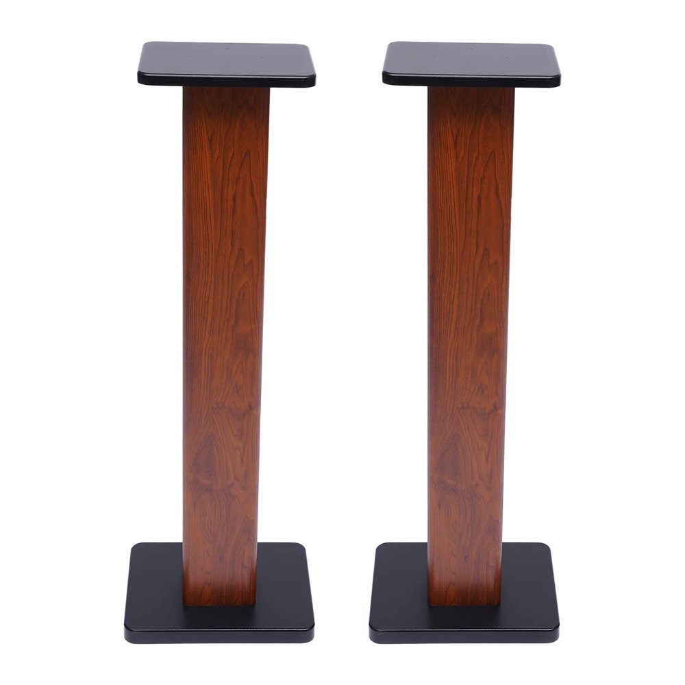 Bookshelf Speaker Stands 35.4inches Pedestal Style & Built-in Wire Management, Support Bookshelf-Style Speakers with Plate and Tray, Speaker Stand Column for Living Room, Bedroom One Pair