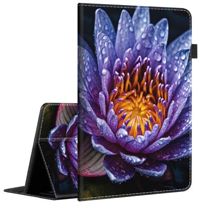 Case for Amazon Fire HD 10 Tablet (9th/7th/5th Generation,2019/2017/2015 Release), Multi-Angle Smart Stand Cover Auto Sleep/Wake for Fire 10.1 InchPurple Flower
