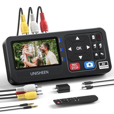 Unisheen Convert VHS to Digital-Compatible with VHS, VCR, DVR, DVD, Cassette, Hi8, Mini DV Players, Camcorder, Gaming Consoles with Remote Control