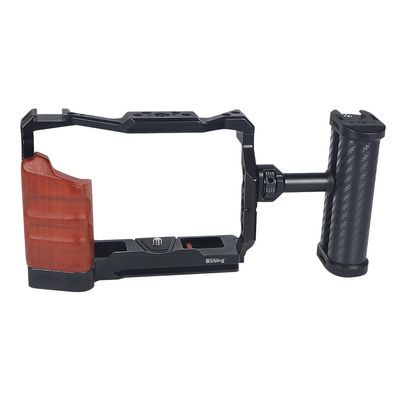 BGNing Cage with Silicone Handgrip and Cold Shoe XT5 Camera Cage ARCA Tripod Mount 1/4 3/8 Compatible with X-T5 Wooden Grip Extension Stabilizer Rig (Cage w Side Handle)