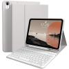kenke for iPad 11/10th Gen Case with Keyboard 11/10.9 inch 2025 A16/2022, Detachable Wireless Bluetooth Keyboard Case Thin & Light with Built-in Left Side Pencil Holder, White Square Keycaps (Gray) view 1