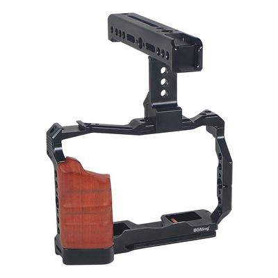 BGNing Cage with Silicone Handgrip and Cold Shoe XT5 Camera Cage ARCA Tripod Mount 1/4 3/8 Compatible with X-T5 Wooden Grip Extension Stabilizer Rig (Cage w Top Handle)