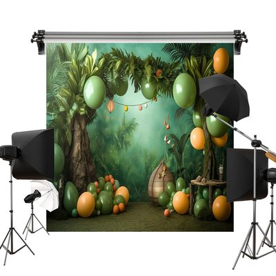 Kate Cake Smash Forest Balloon Backdrop Children Birthday Party Fabric Printed Seamless Background Photography Studio Prop 10x10ft