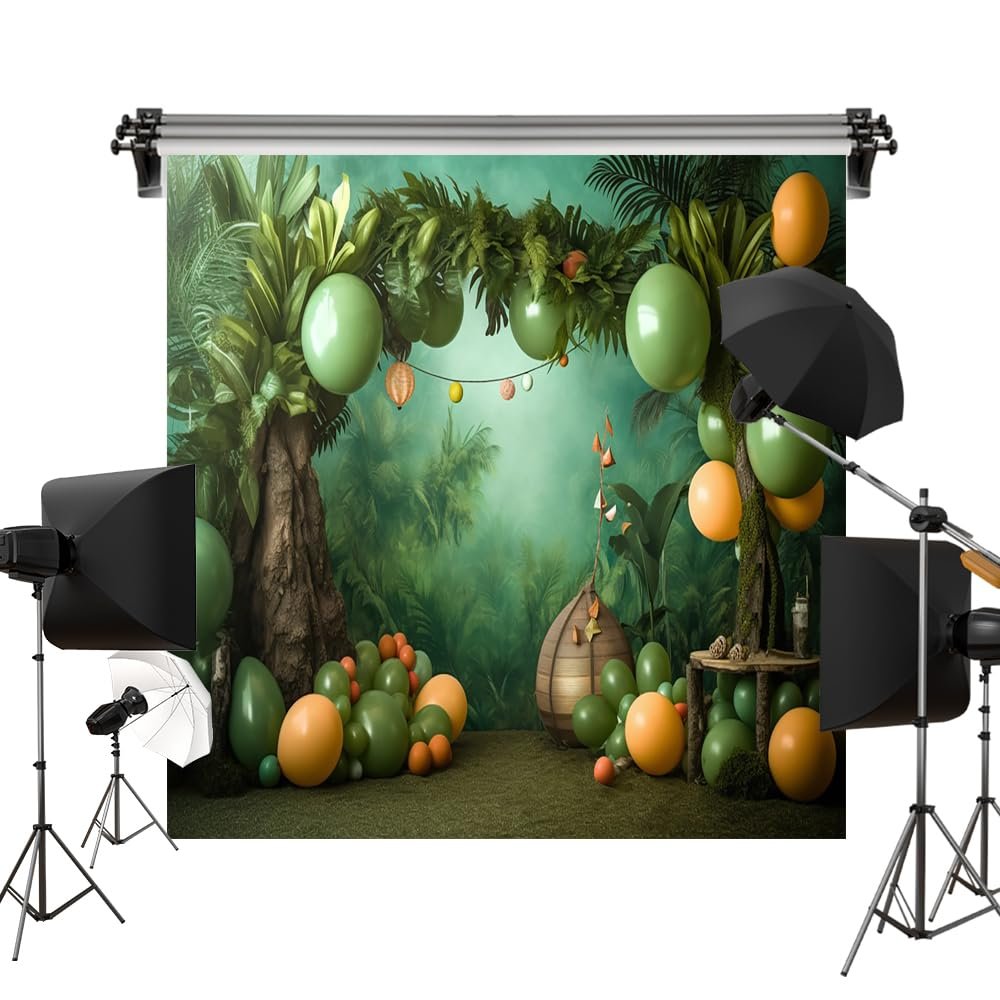 Kate Cake Smash Forest Balloon Backdrop Children Birthday Party Fabric Printed Seamless Background Photography Studio Prop 10x10ft