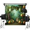 Kate Cake Smash Forest Balloon Backdrop Children Birthday Party Fabric Printed Seamless Background Photography Studio Prop 10x10ft view 1