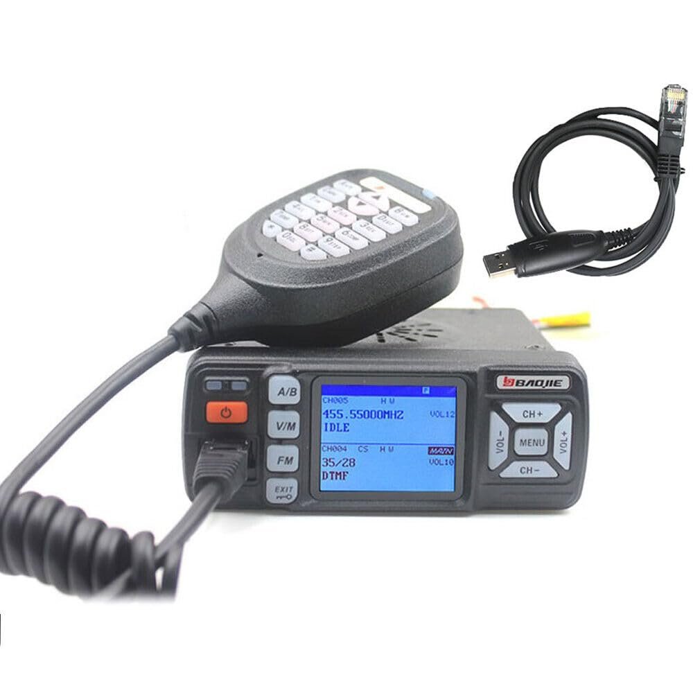 Baojie BJ-318 25W Mobile Radio UHF VHF Mini Two Way Radio with Progamming Cable