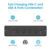 HHSOET 8 Outlet Recessed Power Strip, 30W Fast Charging Furniture Power Outlet USB C, Flush Mount Surge Protection Socket with 4 USB-A and 4 USB-C, 10ft Power Cord. (Black) view 3