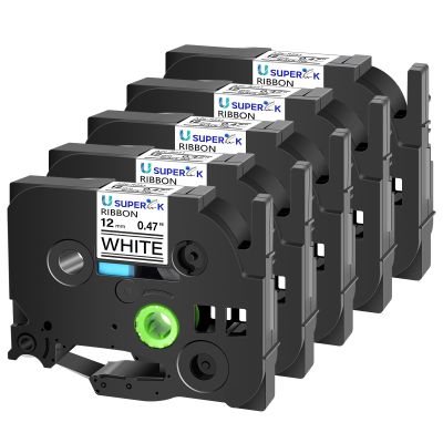USUPERINK 5PK Compatible for Brother P-Touch TZe-R231 TZ-R231 12mm 0.47'' Black on White Satin Ribbon Tapes Embellish Fabric Label for Ptouch PT-H500LI PT-P700 PT-P750W PT-P750WVP Label Maker