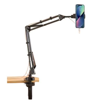 Bed Tablet Mount Holder Stand, Articulating Arm Cell Phone Holder, Load 10kg, Save Space, Desk/Bedside Tripod for Stream/Watching, Compatible with Ipad, Kindle, Cell Phones(Size:Phone,Color:Black)