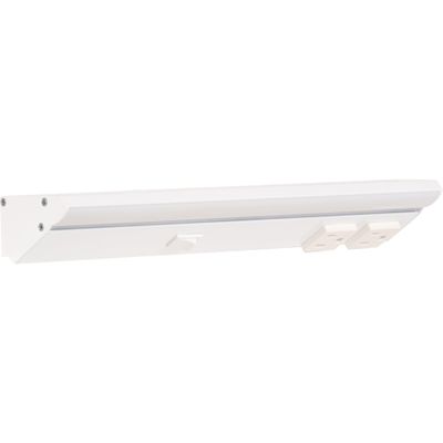 12-1/2" High Output Direct Voltage Series Lighted Power Strip, Single-White, 400 Lumens/Fixture, White Finish, Daylight 5000K