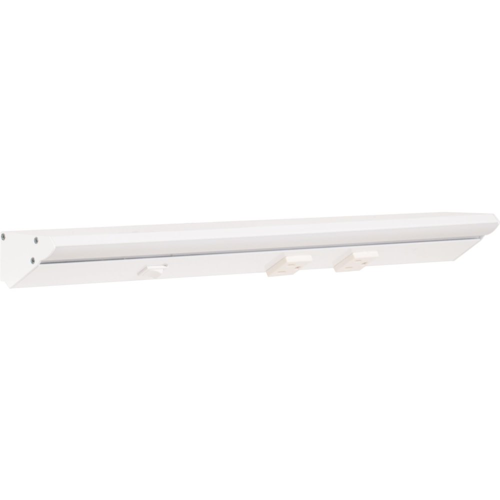 18-1/2" High Output Direct Voltage Series Lighted Power Strip, Single-White, 600 Lumens/Fixture, White Finish, Daylight 5000K