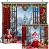 12x8ft Christmas Window Backdrop for Photography Winter Forest Ice and Snow World Background Winter Snow Forest Backdrop White Xmas Trees Backdrop Kids Baby Shower Christmas Party Decorations view 1