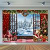 12x8ft Christmas Window Backdrop for Photography Winter Forest Ice and Snow World Background Winter Snow Forest Backdrop White Xmas Trees Backdrop Kids Baby Shower Christmas Party Decorations view 4