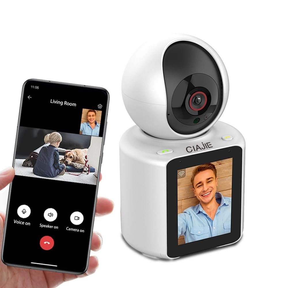CIAJIE Two-Way Video Camera 2.8-inch Screen,Pet Camera,Dog Camera,Indoor Home Nanny Camera,Baby/Elder/Nanny/Dog/Pet Camera with Phone App(Im Cam),360Smart Security Camera,1080p HD