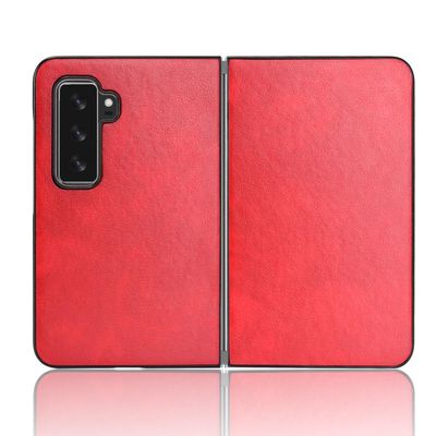 DirectNine Basics Phone Case for Microsoft Surface Duo 2, Faux Leather Bumper Case, Non-Slip Shockproof, Red