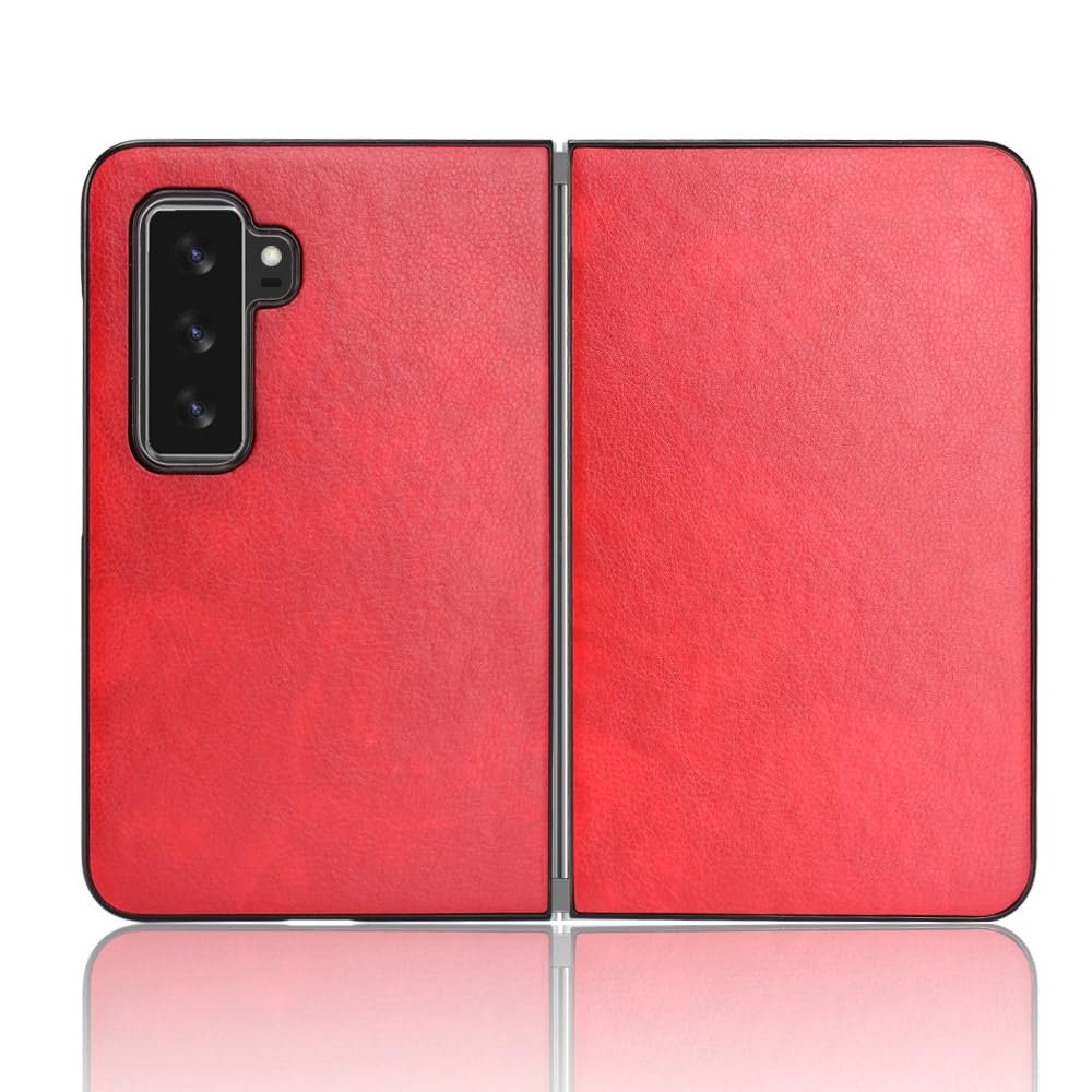 DirectNine Basics Phone Case for Microsoft Surface Duo 2, Faux Leather Bumper Case, Non-Slip Shockproof, Red