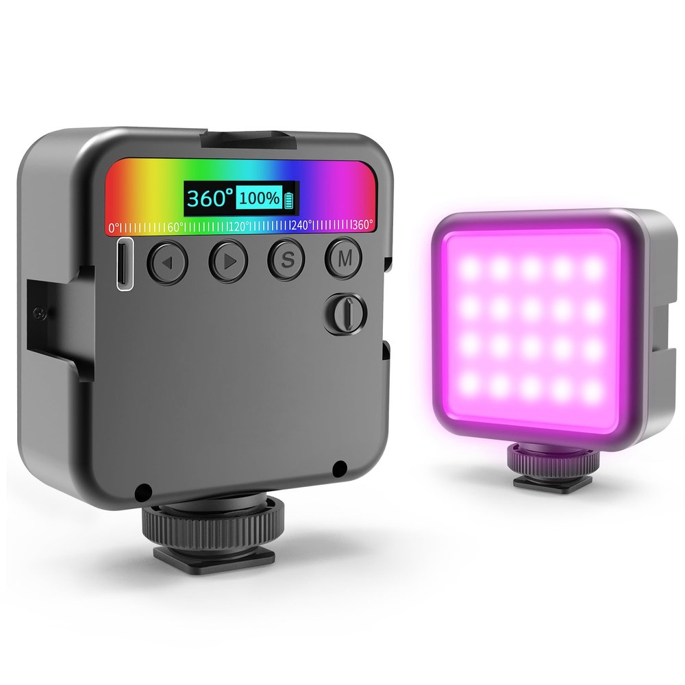 Altson Magnetic RGB Led Video Light LED Camera Light 360 Full Color Portable Photography Lighting Whit 3 Cold Shoe2000mAh Rechargeable CRI 96+/2500-9900K/13 Scene (Black)