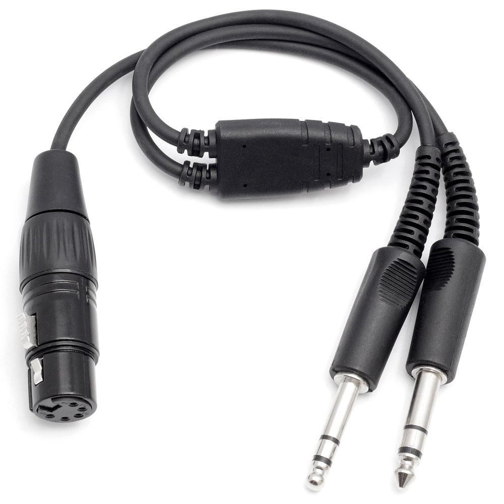 Dusledel Upgraded Aviation Headset Adapter Cable for Airbus XLR 5Pin Connector to General Aviation GA Twin Plug Female Jack Pilot Aviation Headphone Cable Black