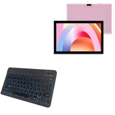 BoxWave Keyboard Compatible with NOVOJOY Android 11 Tablet NVYQ10S (10 in) - SlimKeys Bluetooth Keyboard - with Backlight, Portable Slim LED 7 Colors - Jet Black