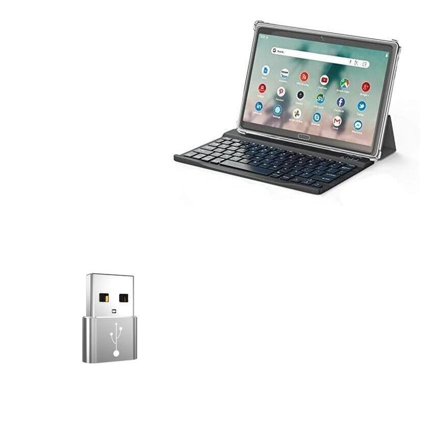 BoxWave Adapter Compatible with Wiwibous Android Tablet (10.1 in) - USB-A to C PortChanger (5-Pack), Type-C OTG Convert Charging Data Adapter - Metallic Silver