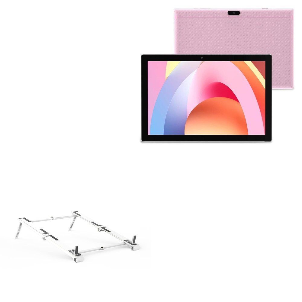 BoxWave Stand and Mount Compatible with NOVOJOY Android 11 Tablet NVYQ10S (10 in) - Pocket Aluminum Stand 3-in-1, Portable Multi Angle Viewing Riser - Metallic Silver