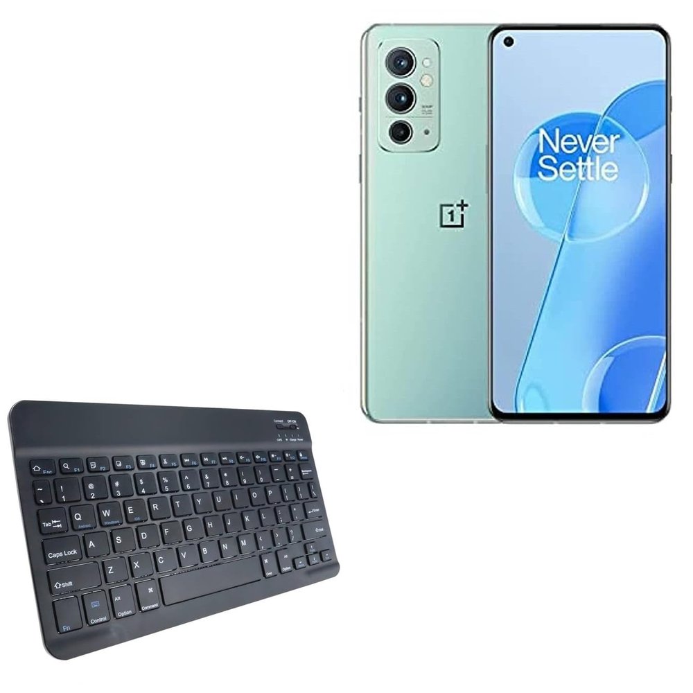 BoxWave Keyboard Compatible with OnePlus 9RT 5G - SlimKeys Bluetooth Keyboard, Portable Thin with Chiclet-Style Keys - Jet Black