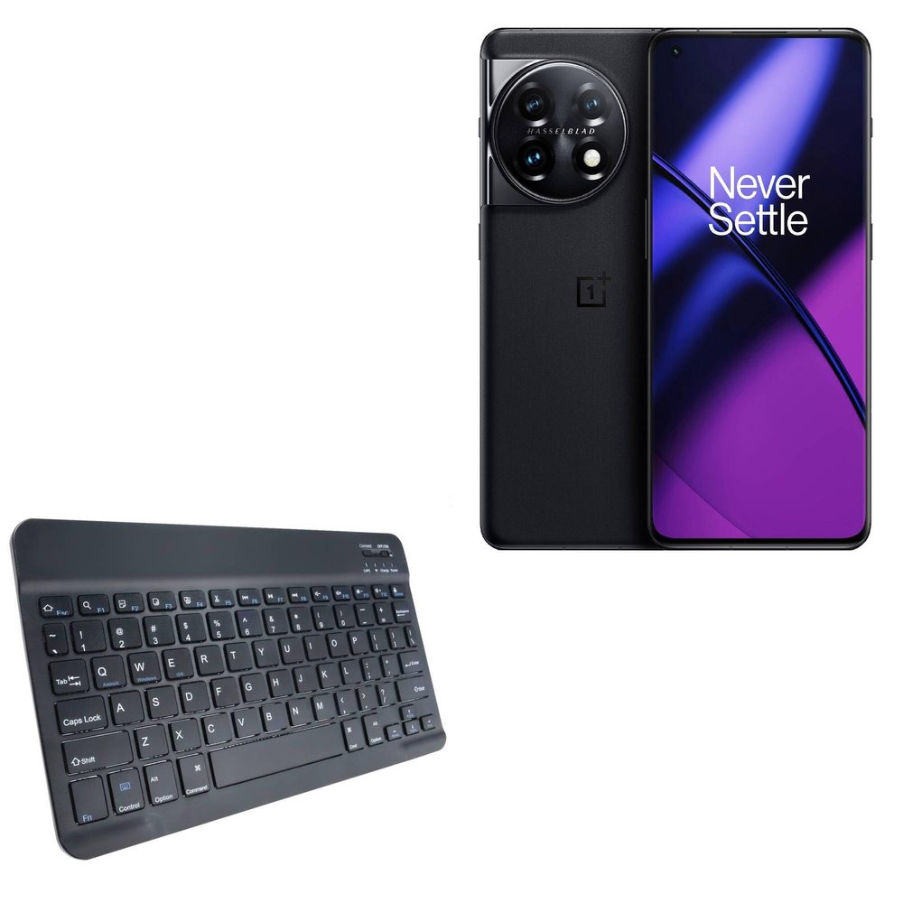 BoxWave Keyboard Compatible with OnePlus 11 - SlimKeys Bluetooth Keyboard, Portable Thin with Chiclet-Style Keys - Jet Black