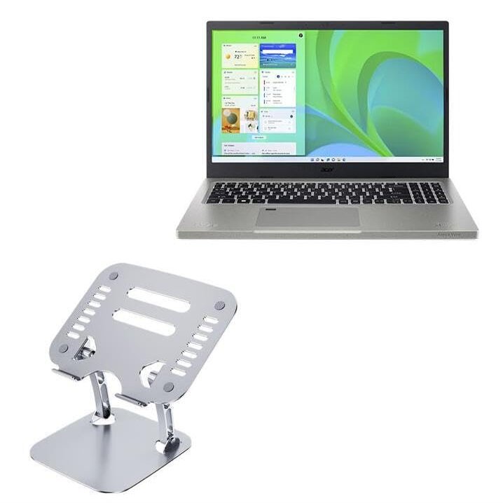 BoxWave Stand and Mount Compatible with Acer Aspire Vero (AV15-51) - Executive VersaView Laptop Stand, Ergonomic Adjustable Viewing Angle Metallic Riser - Metallic Silver