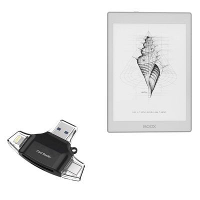 BoxWave Smart Gadget Compatible with Onyx BOOX Nova Air2 - AllReader SD Card Reader, microSD Card Reader SD Compact USB - Jet Black