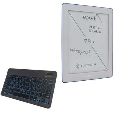BoxWave Keyboard Compatible with Mobiscribe Wave Black & White (7.8 in) - SlimKeys Bluetooth Keyboard - with Backlight, Portable Slim LED 7 Colors - Jet Black