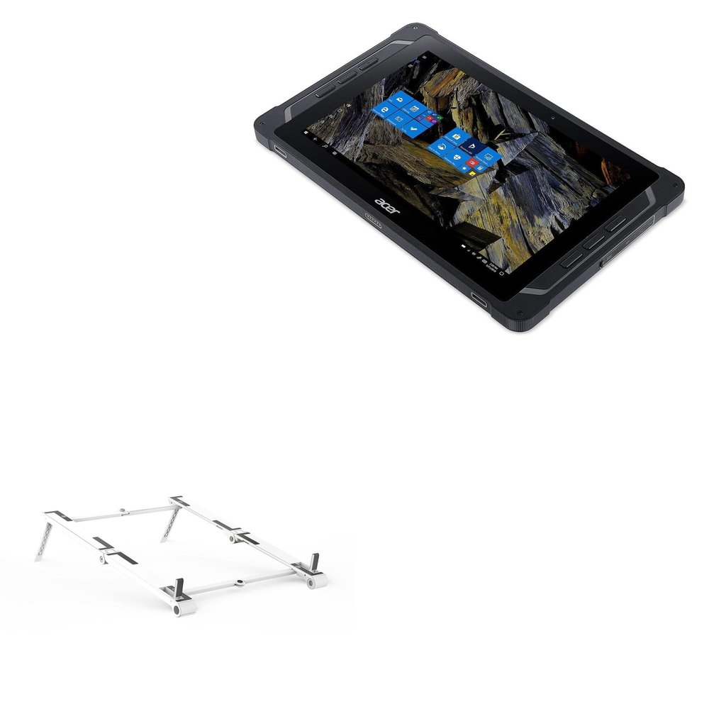 BoxWave Stand and Mount Compatible with Acer Enduro T1 (ET110-31W) - Pocket Aluminum Stand 3-in-1, Portable Multi Angle Viewing Riser - Metallic Silver