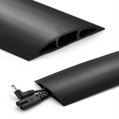 Bates- Floor Cord Cover, 12ft, Black, Cable Cover, Cord Cover Floor Cable Cover, Cord Protector, Cord Hider Floor, Extension Cord Cover, Cable Cover Floor, Cable Floor Cover, Cable Covers for Cords