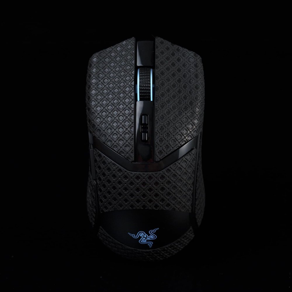 Hokeyio Grip Tape for Razer Cobra/Cobra Pro - Anti-Slip,Enhanced Control, Suck Sweat,Soft Leather,Full Coverage,Improves FPS Gaming Grip [Pre-Cut] Black Thin