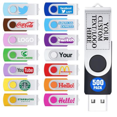 Custom USB Flash Drive 4GB 500 Pack Promotional Product Customized USB Thumb Drive,Customizable USB Drive Personalized with Your Logo Bulk USB 2.0 Personalized USB Stick 500pcs Multiple Color Choice
